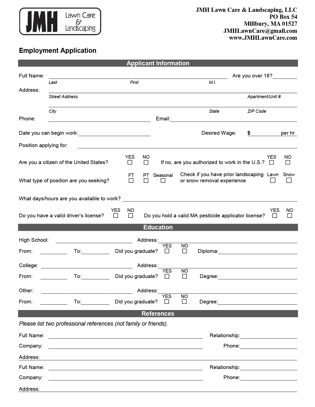 Lawn service 2025 application